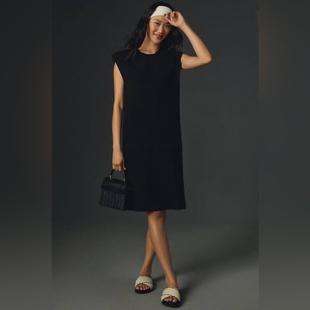 Anthropologie Black Knitted Column Dress